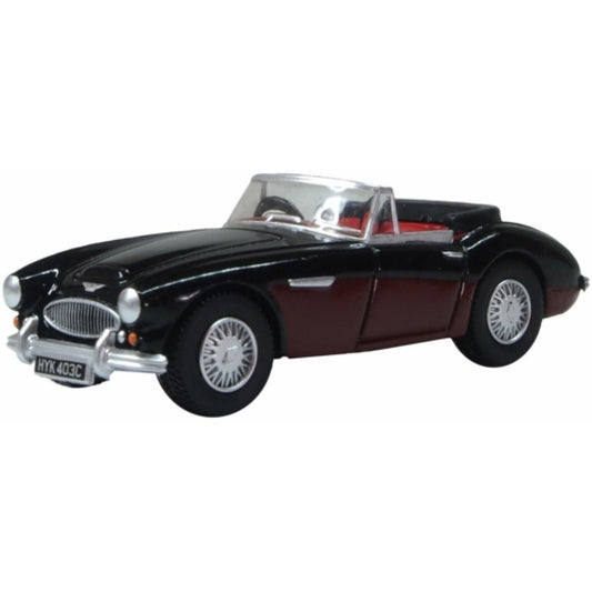 Available to Order – Austin Healey 3000 Black/burgundy 1:76 Oxford Diecast Model (OX76AH3006)