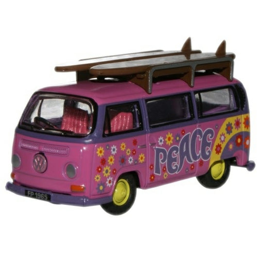 Available to Order – VW Minibus/surfboards Flower Power 1:76 Oxford Diecast Model (OX76VW017)