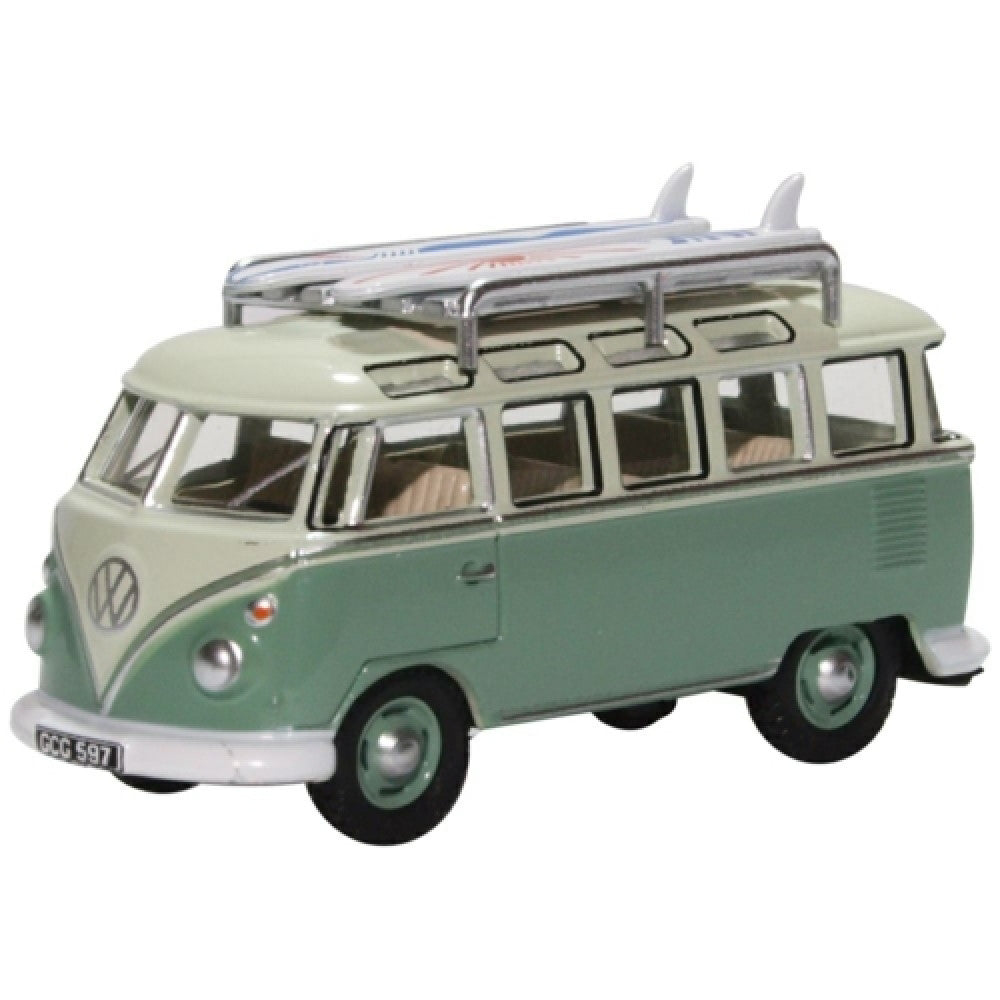 Ox76vws005 - 1:76 VW T1 Samba Bus/surfboards Turquoise/blue White Oxford Diecast Model
