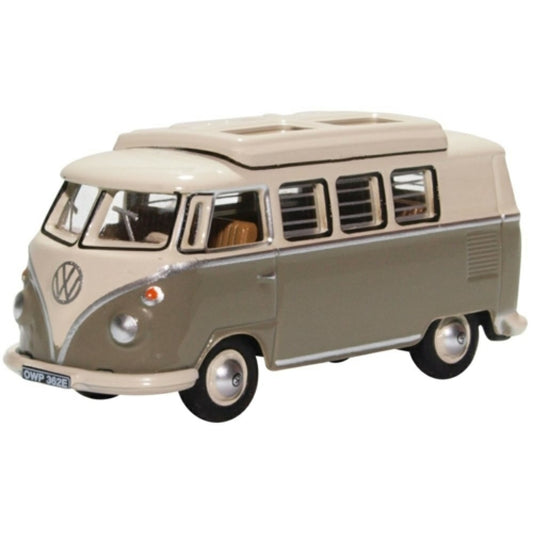 Available to Order – VW T1 Camper Mouse Grey/pearl White 1:76 Oxford Diecast Model (OX76VWS006)