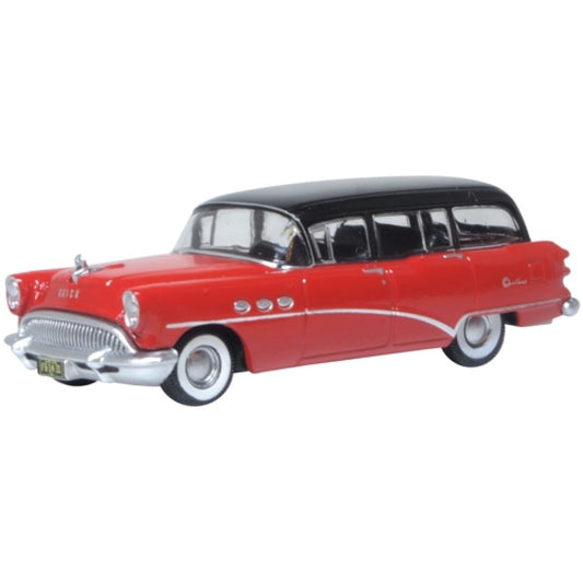 Available To Order – 1954 Buick Century Estate Wagon Matador Red/carlsbad Black 1:87 Oxford Diecast Model (OX87BCE54004)