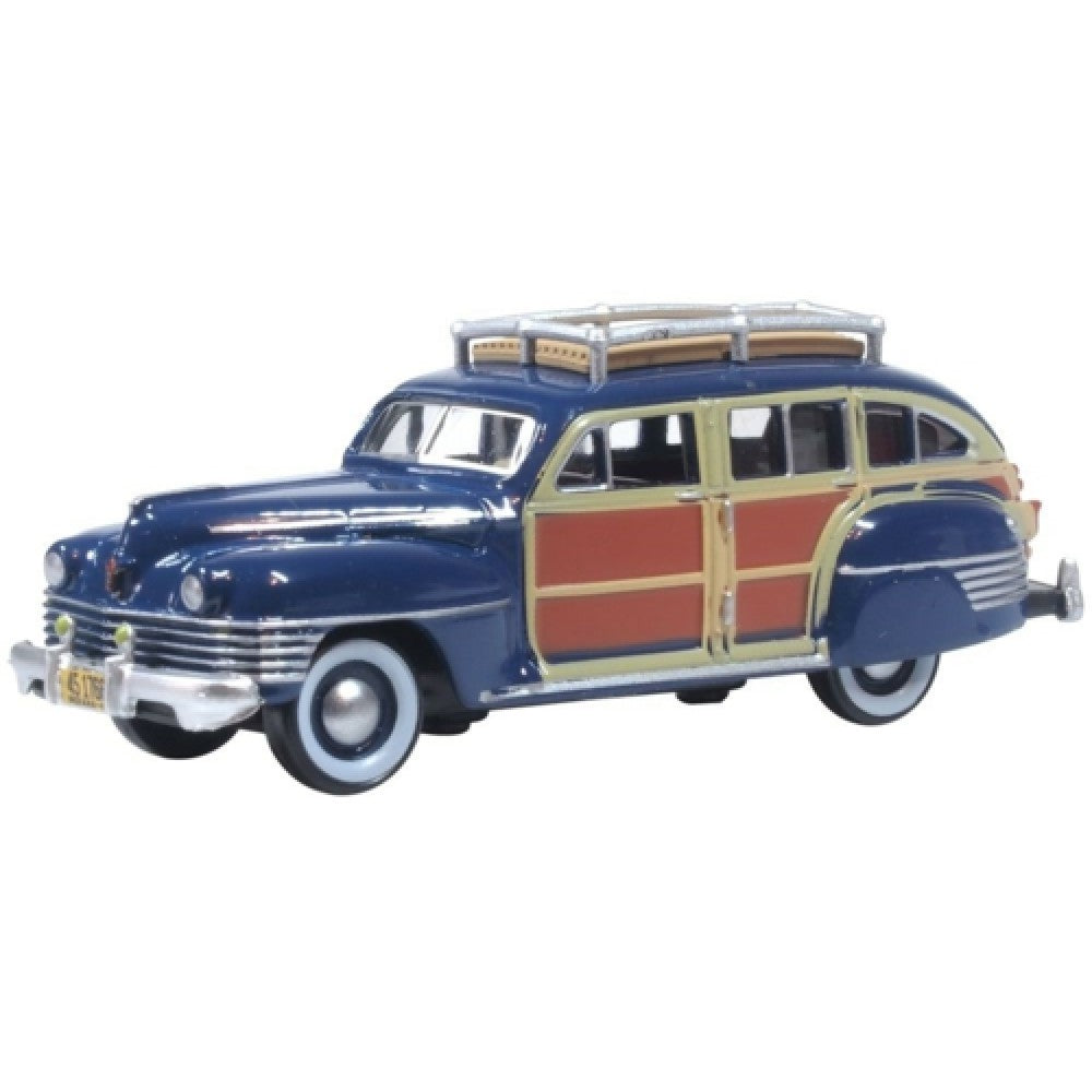 Available to Order – Chrysler T and C Woody Wagon 1942 South Sea Blue 1:87 Oxford Diecast Model (OX87CB42002)