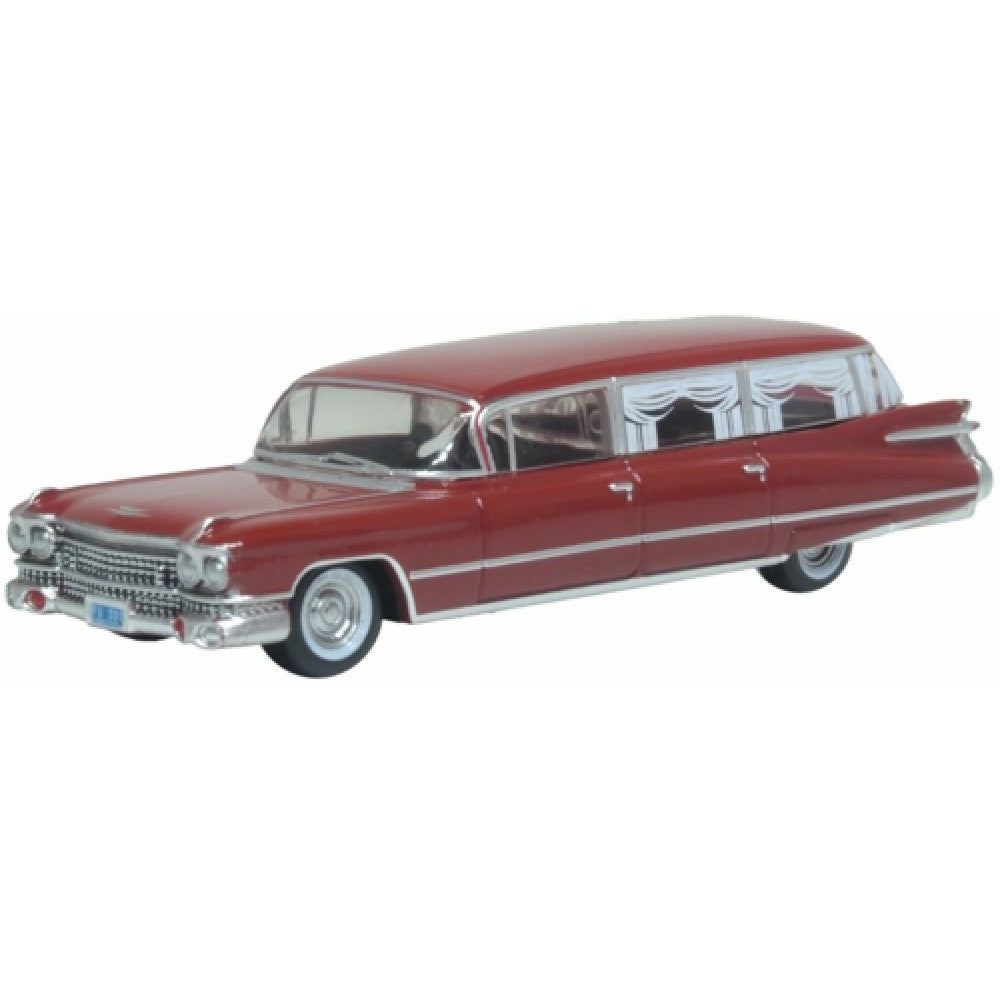 Ox87cm59002 - 1:87 1959 Cadillac MILLER-METEOR Futura Limousine Seminole Red Oxford Diecast Model