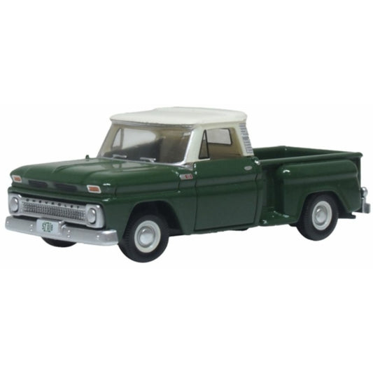 Available To Order – 1965 Chevrolet Stepside Pickup Dark Green/Ivory 1:87 Oxford Diecast Model (OX87CP65008)
