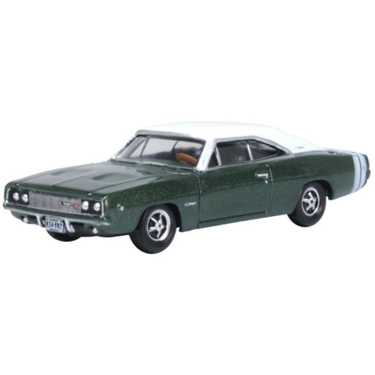 Available to Order – 1968 Dodge Charger Racing Green/white 1:87 Oxford Diecast Model (OX87DC68005)