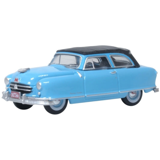 Available to Order – 1950 Nash Rambler Custom Landau Convertible (open) Strato Blue 1:87 Oxford Diecast Model (OX87NR50001)