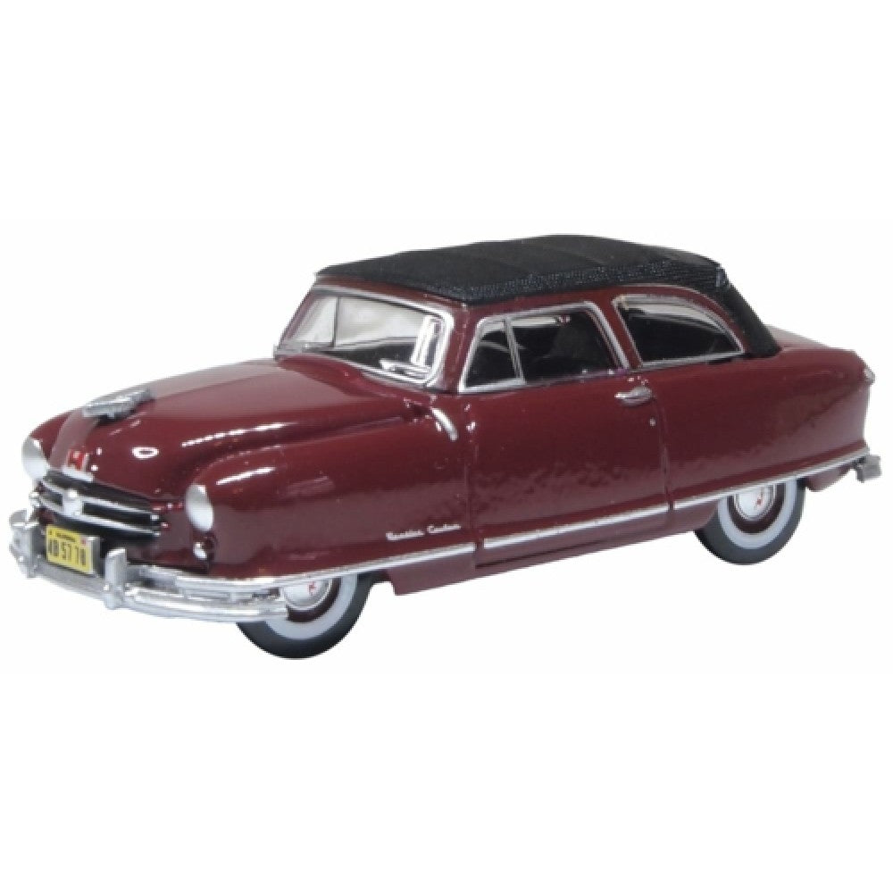 Available to Order – 1950 Nash Rambler Custom Landau Convertible (closed) Sunset Maroon 1:87 Oxford Diecast Model (OX87NR50003)