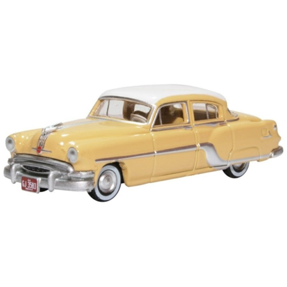 Available to Order – Pontiac Chieftain 4 Door 1954 Winter White/maize Yellow 1:87 Oxford Diecast Model (OX87PC54002)
