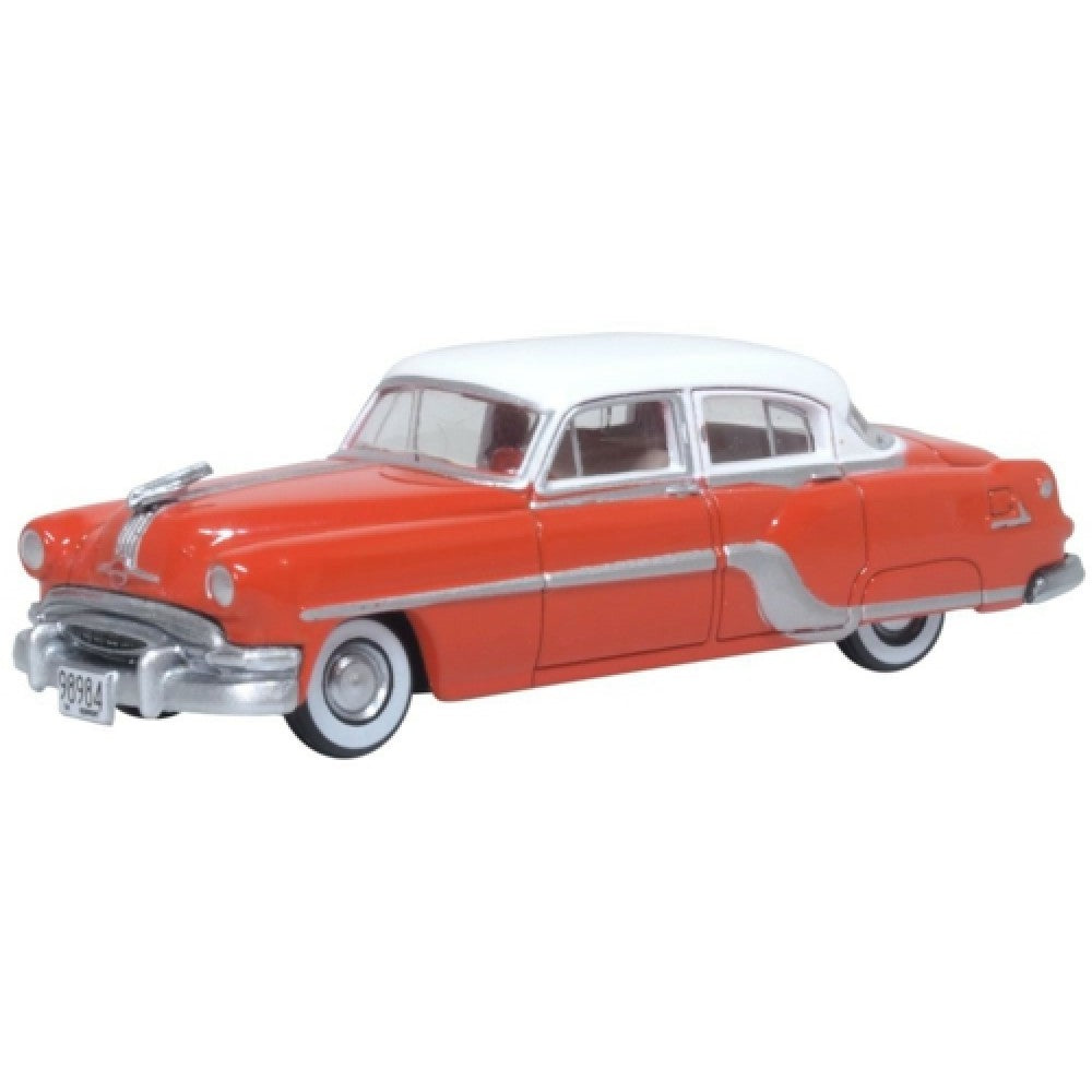 Available to Order – Coral Red/winter White Pontiac Chieftain 4 Door 1954 1:87 Oxford Diecast Model (OX87PC54004)