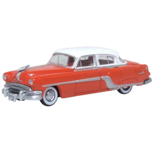 Available to Order – Coral Red/winter White Pontiac Chieftain 4 Door 1954 1:87 Oxford Diecast Model (OX87PC54004)