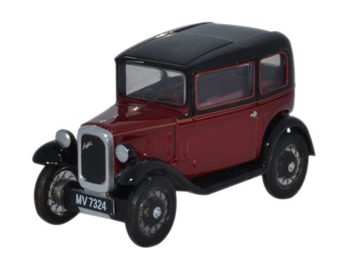 Austin Seven RN Saloon - Maroon 1:76 Oxford Diecast Model