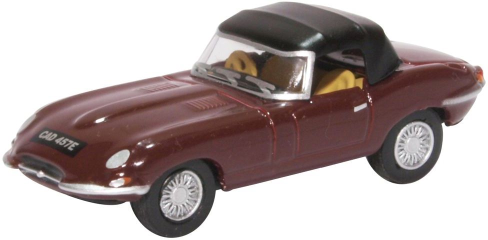 Jaguar E Type Soft Top Imperial Maroon 1:76 Oxford Diecast Model