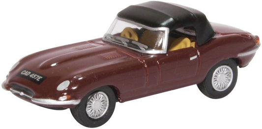 Jaguar E Type Soft Top Imperial Maroon 1:76 Oxford Diecast Model