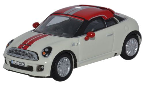 Mini Coupe - Pepper White and Chilli Red 1:76 Oxford Diecast Model
