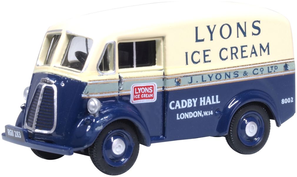 Available To Order – Morris J Van Lyons Ice Cream 1:76 Oxford Diecast Model (OXF 76MJ013)