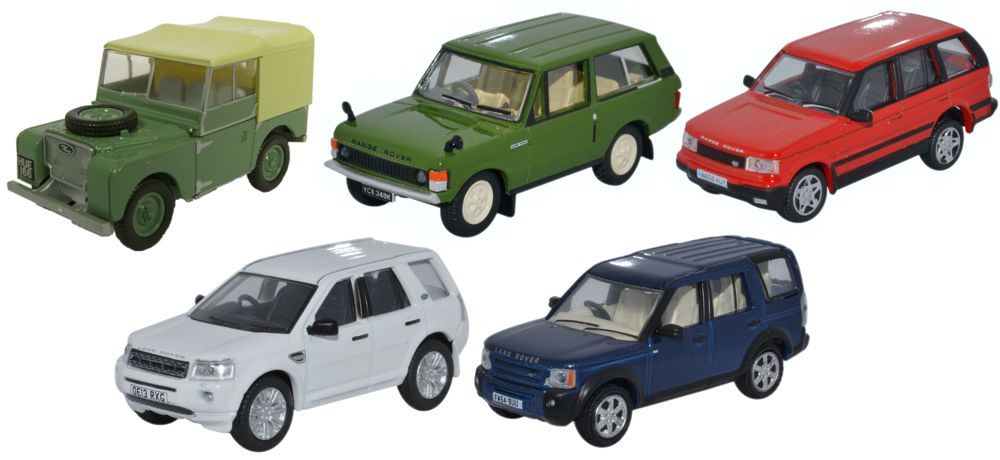 5 Piece Land Rover Classic Set 1:76 Oxford Diecast Model