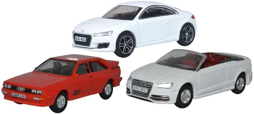 Audi Set 3 Piece Set Quattro/TT/S3 Convertible 1:76 Oxford Diecast Model