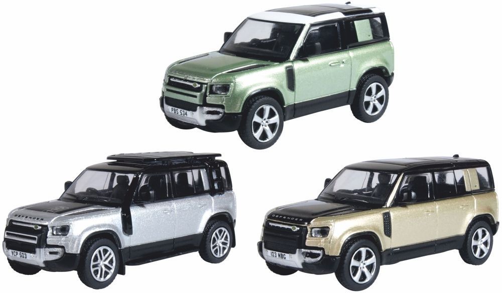 New Defender 3 Piece Set 90/110/110X 1:76 Oxford Diecast Model