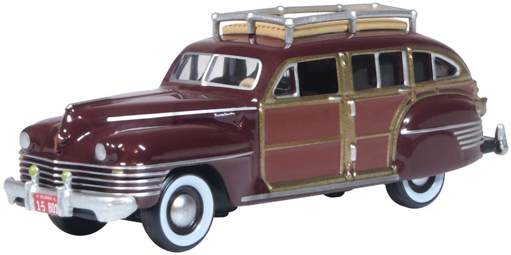 Chrysler T + C Woody Wagon 1942 Regal Maroon 1:87 Oxford Diecast Model