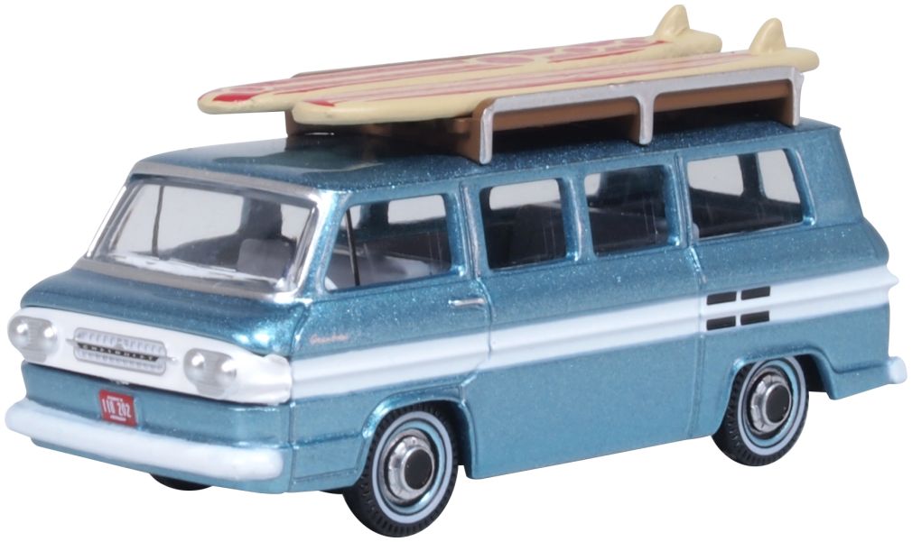 Chevrolet Corvair Greenbrier Passenger Wagon Turq/Cameo White 1961 1:87 Oxford Diecast Model