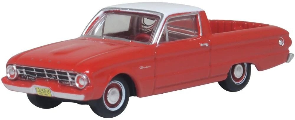 Available To Order – Ford Falcon Ranchero Monte Carlo Red/ Corinthian White 1960 1:87 Oxford Diecast Model (OXF 87FA60001)