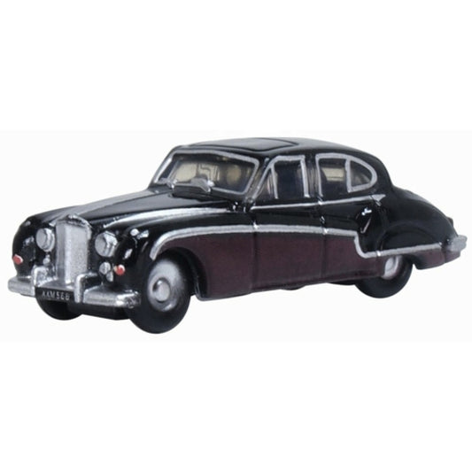 Available to Order – N Gauge Jaguar MK8/9 Black/imperial Maroon Oxford Diecast Model (OXNJAG9004)