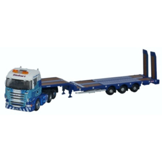Available To Order – OXNSHL01ST - N Gauge Scania Highline Nooteboom 3 Axle Semi Low Loader Stobart Rail OXFORD Model (OXNSHL01ST)