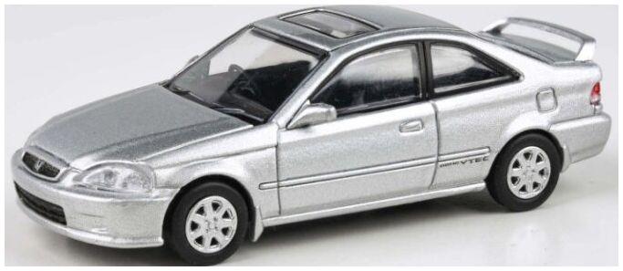 Available to Order – Honda Civic EM1 Vogue Silver Metallic w/Wing 1999 (RHD) 1:64 (PAR 65626)