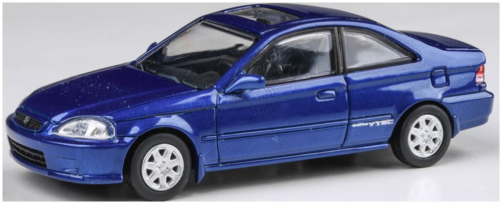 Available to Order – Honda Civic EM1 Electron Blue Pearl (Wingless) 1999 (RHD) 1:64 (PAR 65629)