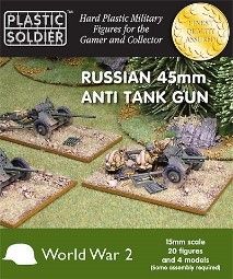 Available To Order – Russian 45mm Anti Tank Gun 15MM Plastic Soldier Company Model (PLA WW2G15001)