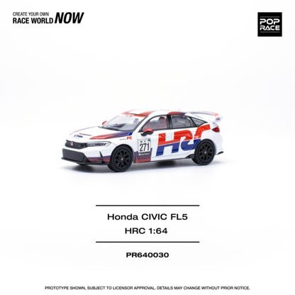 Honda Civic Type-R (FL5) Tcr Hrc with Opening Hood 1:64 Pop Race Model Car (PR640030)