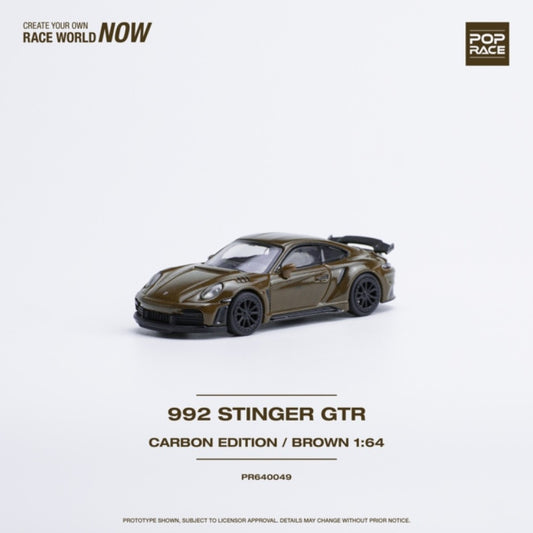 Available to Order from Supplier – 1:64 POP RACE 992 Stinger Gtr Carbon Edition Brown - PR640049