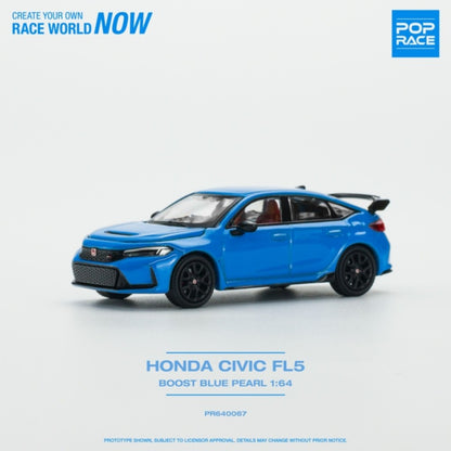 Honda Civic Type R FL5 Boost Blue Pearl 1:64 Pop Race Model Car (PR640067)