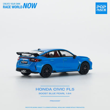 Honda Civic Type R FL5 Boost Blue Pearl 1:64 Pop Race Model Car (PR640067)