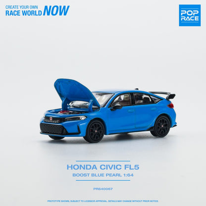 Honda Civic Type R FL5 Boost Blue Pearl 1:64 Pop Race Model Car (PR640067)