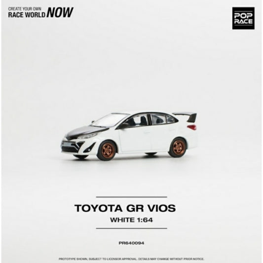 Available to Order from Supplier – 1:64 POP RACE Toyota GR Vios White - PR640094