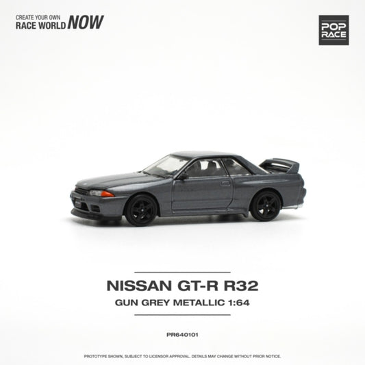 1:64 POP RACE PR640101 NISSAN SKYLINE GT-R R32 - GUN GREY METALLIC - NEW TOOLING