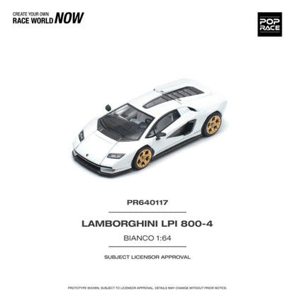 Lamborghini Countach LPI 800-4 Bianco Siderale 1:64 Pop Race Model Car (PR640117)