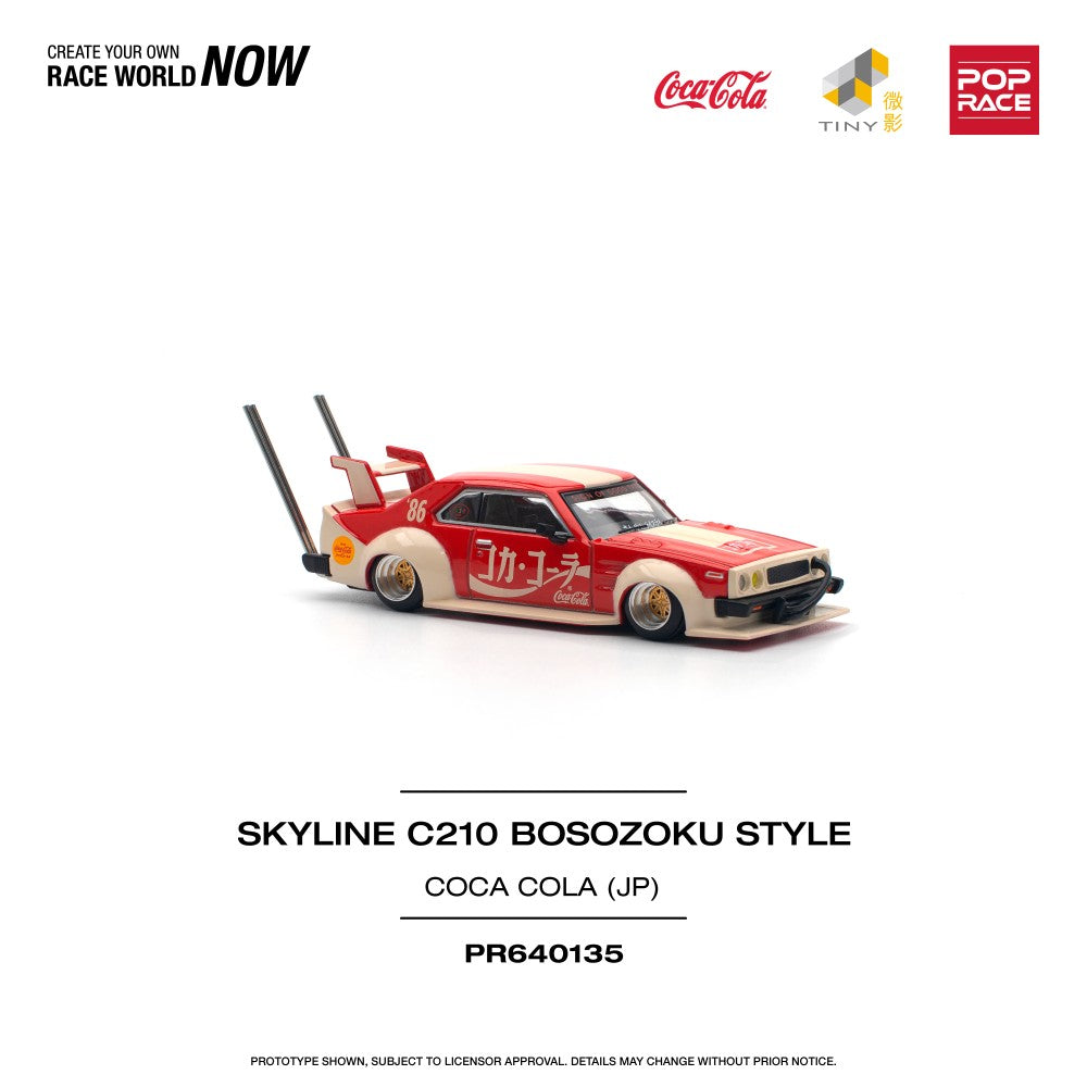 Nissan Skyline C210 Kaido Racer (Bosozoku Style) Coca-Cola JP 1:64 Pop Race Model Car (PR640135)