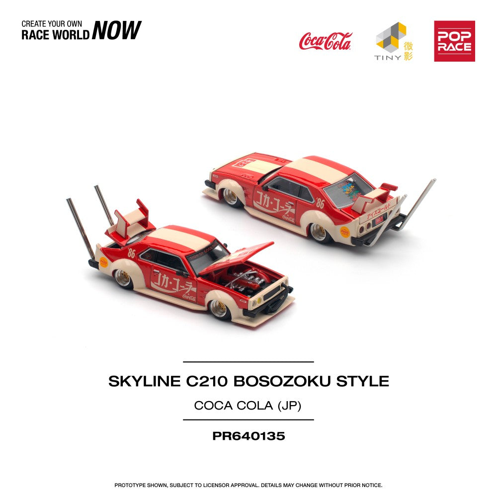 Nissan Skyline C210 Kaido Racer (Bosozoku Style) Coca-Cola JP 1:64 Pop Race Model Car (PR640135)