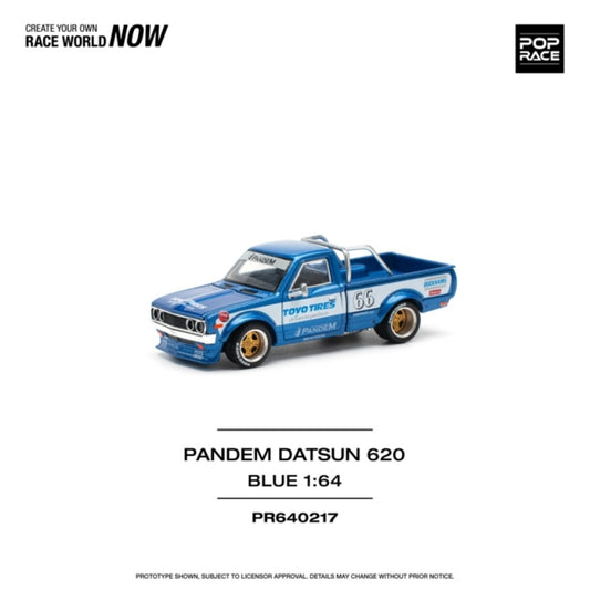 PRE ORDER STOCKS DUE MAY / JUNE 2025 1:64 POP RACE PR640217 PANDEM DATSUN 620 BLUE NEW TOOLING