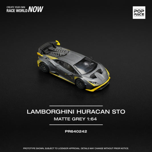 PRE ORDER STOCKS DUE AUGUST / SEPTEMBER 2025 1:64 POP RACE PR640242 LAMBORGHINI HURACAN STO MATTE GREY