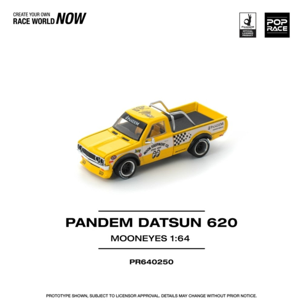 PRE ORDER STOCKS DUE SEPTEMBER / OCTOBER 2025 1/64 POP RACE PR640250 PANDEM DATSUN 620 - MOONEYES