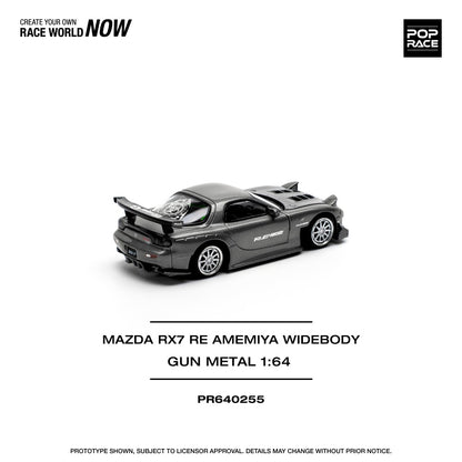 Mazda RX-7 Re-Amemiya Gun Metal with Opening Bonnet 1:64 Pop Race Model Car (PR640255)