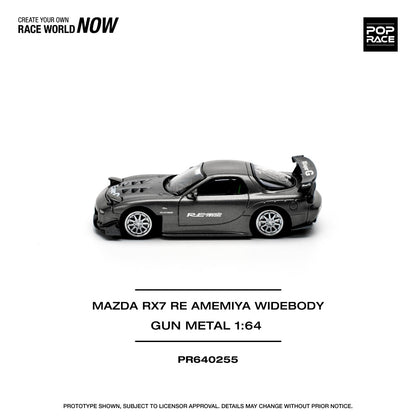 Mazda RX-7 Re-Amemiya Gun Metal with Opening Bonnet 1:64 Pop Race Model Car (PR640255)