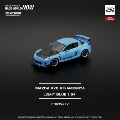 Mazda RX-8 Re-Amemiya Light Blue 1:64 Pop Race Model Car (PR640270)