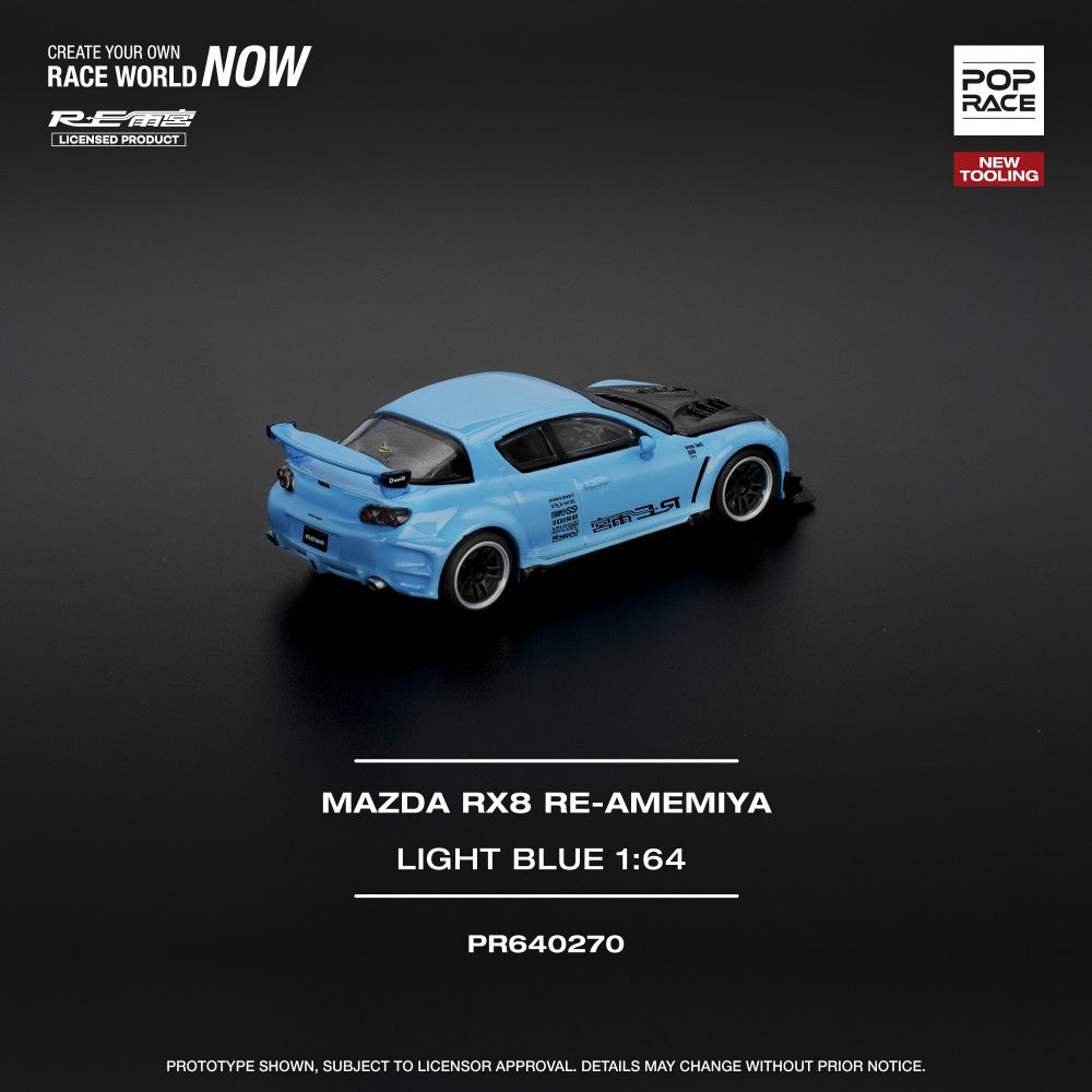 Mazda RX-8 Re-Amemiya Light Blue 1:64 Pop Race Model Car (PR640270)