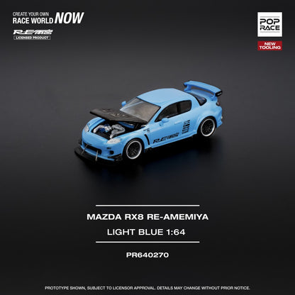 Mazda RX-8 Re-Amemiya Light Blue 1:64 Pop Race Model Car (PR640270)