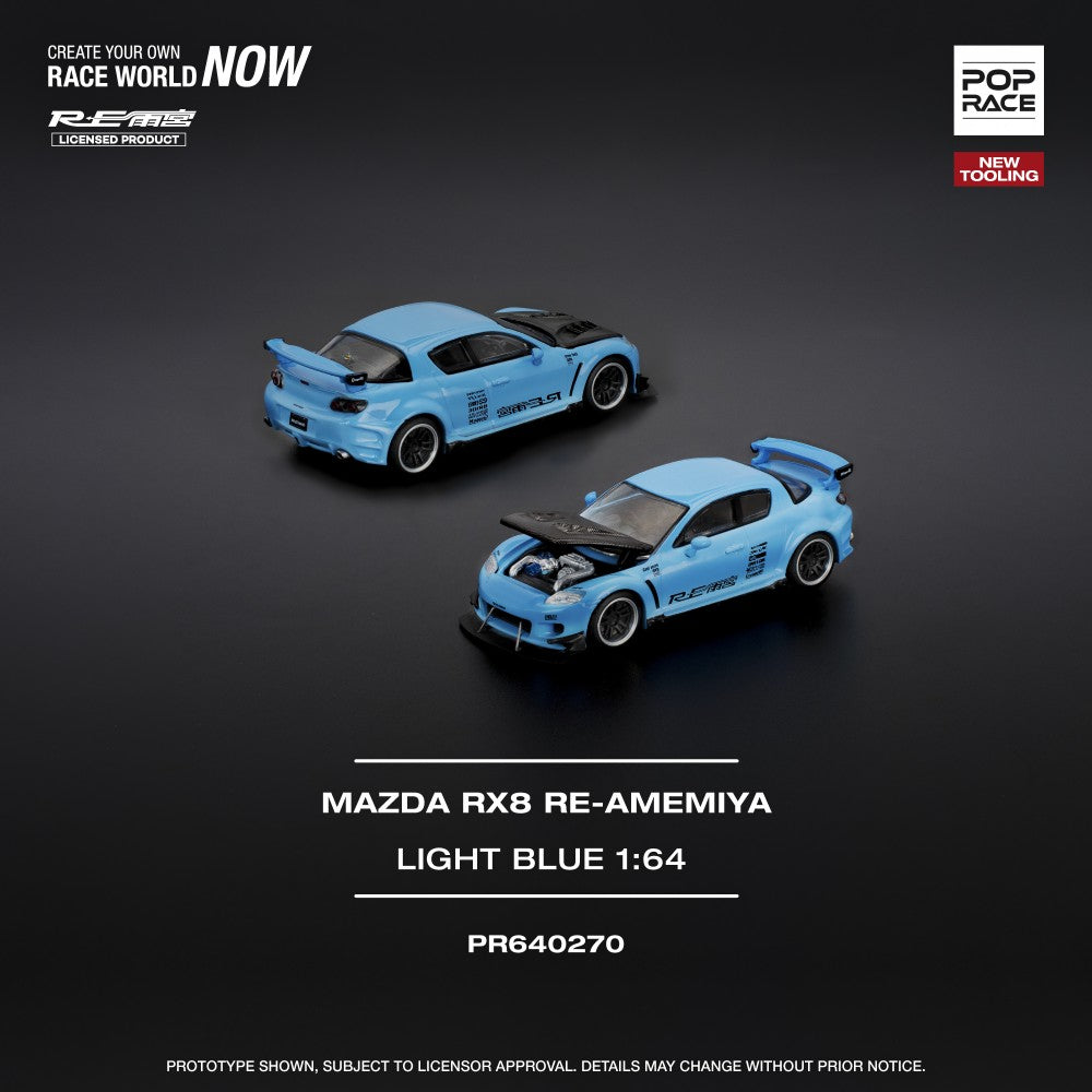 Mazda RX-8 Re-Amemiya Light Blue 1:64 Pop Race Model Car (PR640270)