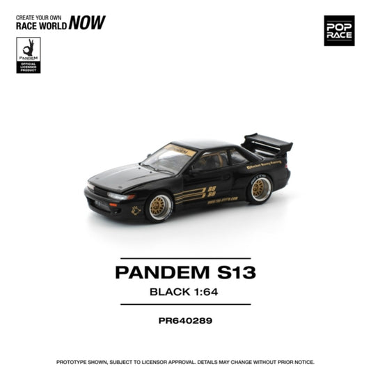 PRE ORDER STOCKS DUE NOVEMBER / DECEMBER 2025 1/64 POP RACE PR640289 PANDEM NISSAN SILVIA S13 - BLACK
